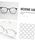 Scene with rimless glasses and eyeglass repair washers, part of Rimless Glasses Washers And Metal Flat Gaskets Eyeglass Repair Kit 200 Pcs Fasteners For Sunglasses Frames Complete Eyewear Repair Set Reliable Quality Replacement Parts For Quick On The Go Eyewear Fixes.