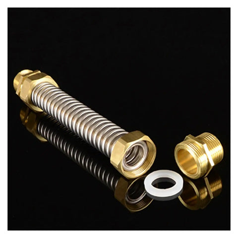 Premium 304 Stainless Steel Flexible Bellows With Heavy Duty Copper Joint For Fan Coil Units Slick No Leak Water Inlet Connector