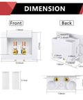 Dimensions of Double Drain Laundry Outlet Box With Half Inch Crimp Pex F1807 Inlet Single Lever Hot Cold Valve Copper WM016