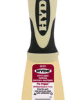 Pro Grade 2 Inch Stiff Brass Putty Knife For Scraping And Spreading with label and ergonomic handle.