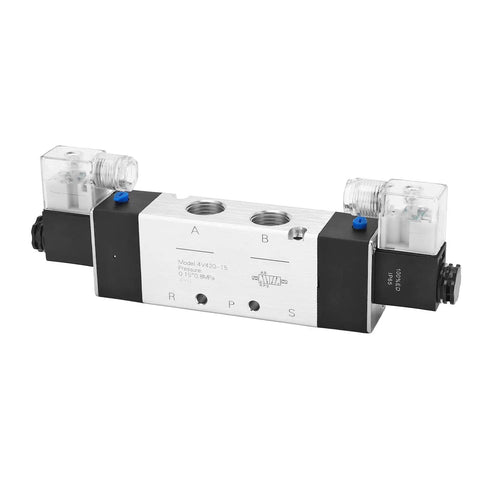 Rock Solid Pneumatic Solenoid Air Valve 3 Position 5 Way DC24V Smooth Shifting Electromagnetic Control Switch No Hassle Quick Install Industrial Automation Plug And Play Powering Forward Reverse Motion