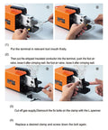 Top Rated AM-10 Electric Pneumatic Terminal Crimping Machine With 9 Precision Dies For Secure Wire Connections during setup process.