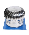 Built For The Grind 304 Stainless Steel Roof Exhaust Fan With Non Powered Damper For Warehouse Ventilation featuring a polished turbine design.