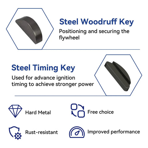 Steel timing key and Woodruff key for Aluminum 212 Hemi Flywheel For Predator 212cc 224cc 60363 Engines Plus Honda GX160 GX200