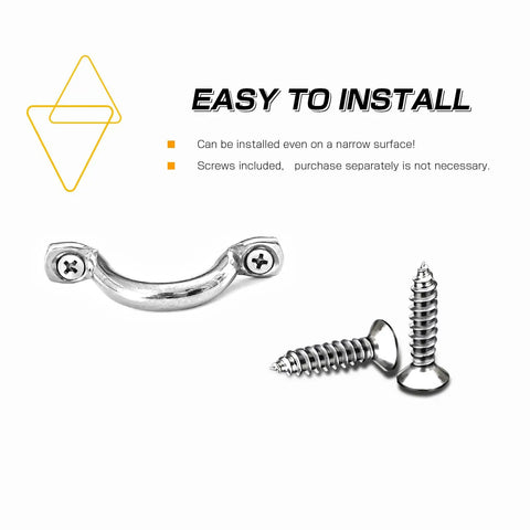 Stainless Steel 316 Deck Loops Tie Down Anchors For Boats And Kayaks Five Millimeter One Fifth Inch Marine Top Eye Straps Pad Eight Pack Tough As Nails Built To Last Saltwater Ready Corrosion Resistant Durable Hardware shown with screws