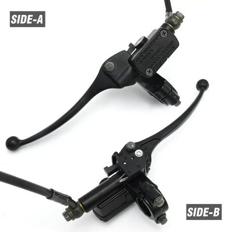 12 Piece Seven Eighths Inch Mini Bicycle Hydraulic Brake System With Fifty Inch Hose Direct Fit Replacement For DB30 Baja Doodlebug Mini Bikes Go Karts Left Side side view