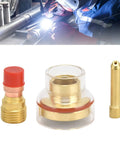 Glass Nozzle For Argon Welding Torch 1.6mm TIG Kit With Brass Collet Set, Pro Grade Accessories, WP17 WP18 WP26 Compatible