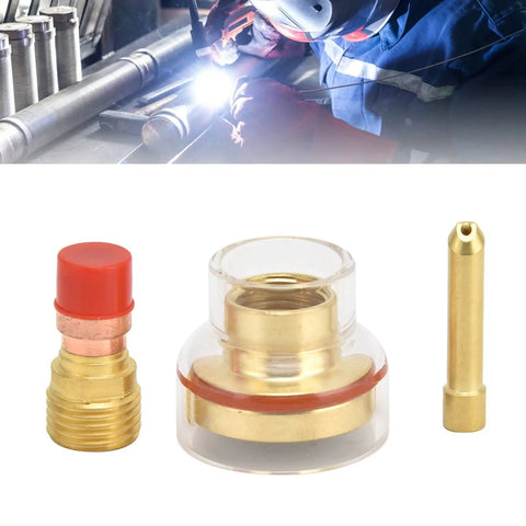 Glass Nozzle For Argon Welding Torch 1.6mm TIG Kit With Brass Collet Set, Pro Grade Accessories, WP17 WP18 WP26 Compatible