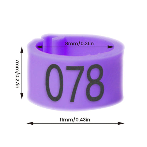 Colorful Numbered Bird Leg Bands 100 Pcs Reusable Half Open Rings For Birds Of The Same Size Poultry Parrots Doves 8mm Size