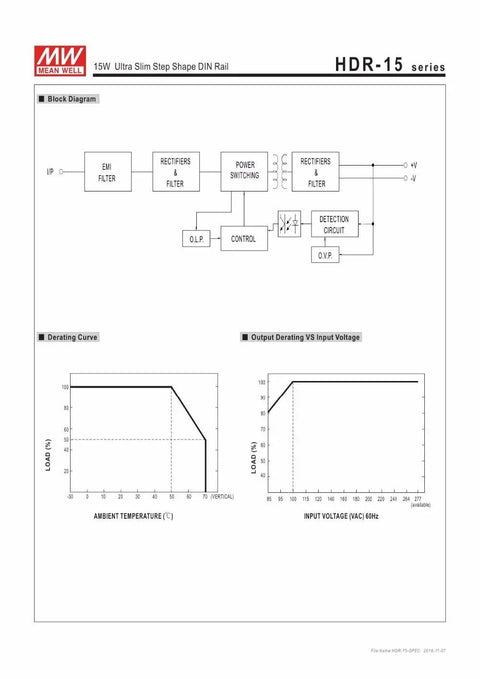 Ultra Slim Step Shape 1SU DIN Rail Power Supply 12V 1.25A 15W HDR 15 12 schematic diagrams and graphics