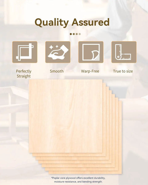 Smooth As Butter 12 Pack Basswood Sheets 12 By 12 Inches By 1/8 Inch Thick Unfinished Craft Wood Boards stacked showing quality.