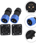 Heavy Duty Two Pack M23 8 Pin Power Connector 50A 500V IP67 Waterproof Male And Female Plug showcasing two plugs and chassis connectors.