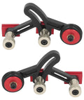 Dead Nuts Steady One Way Bearing Roller Press Feeder Aluminum Alloy Featherboard with red and black rollers for woodworking.
