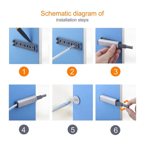 Schematic diagram of Set Of 4 Cabinet Door Push Latches With Magnetic Hold For Quick Open And Close installation steps