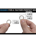 Hands holding 14mm Aluminum Oil Drain Plug Gasket Crush Washer For Leak Proof Sealing Built To Last And Reliable Oil Plug Washer