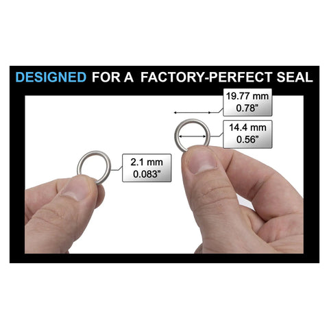 Hands holding 14mm Aluminum Oil Drain Plug Gasket Crush Washer For Leak Proof Sealing Built To Last And Reliable Oil Plug Washer