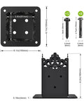 Diagram of Beefy 4x4 Post Anchor Base With 3.6 X 3.6 Inch Inner Size, showing dimensions and included screws and anchors