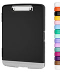 Storage Clipboard Workhorse With Built In Paper Box And Pen Holder, 8.5 X 11 Organization Folio With Side Opening, Low Profile Clip, Black