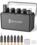 IPhone Cleaning Kit With Charging Port Cleaner Tools For AirPods And IPad Connectors Multi Tool Set With Port Brushes And U Shaped Cleaners Keeps Your Lightning Cable And Devices Clean In A Compact Portable Case with tools displayed and a case.