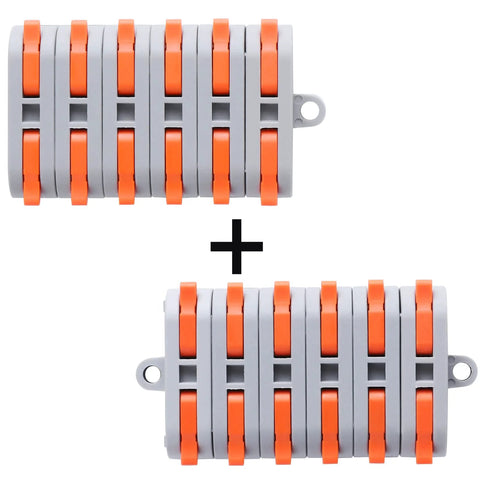 XHF 31-piece lever wire connector set; gray housings with orange levers for 28–12 AWG inline splices