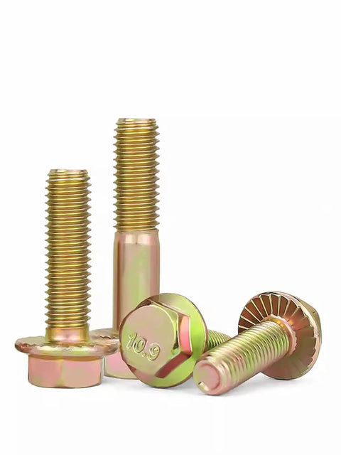 Shop Approved M12 Hex Flange Screws Zinc Plated 10.9 Grade Heavy Duty Fine Thread Fasteners Right For Daily Drives And Weekend Project Restorations Quantity Four Pack close-up of various bolts.