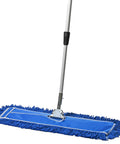 Top Shelf Commercial Dust Mop And Floor Sweeper With Adjustable Handle. Blue synthetic cotton mop head for fine dust and debris cleanup.