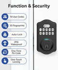 Smart Digital Deadbolt With Keyless Entry And Fingerprint Access No Key Fumble Auto Lock 50 Custom Codes And Biometric Guests