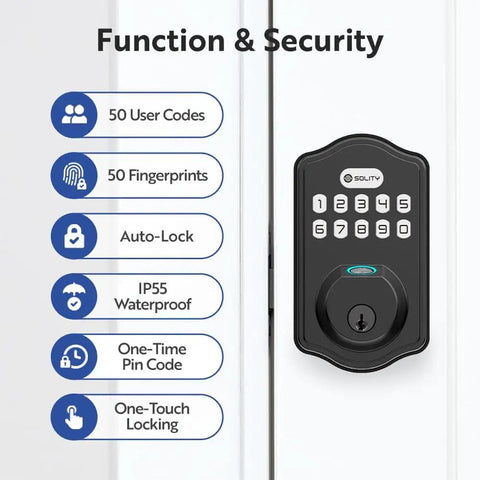 Smart Digital Deadbolt With Keyless Entry And Fingerprint Access No Key Fumble Auto Lock 50 Custom Codes And Biometric Guests