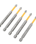 Get These Awesome Impact Driver Bit Sets Made From S2 Alloy Steel! This 5 Piece Magnetic Screwdriver Bits Kit Is Totally Built For Tough Jobs And Fits Your Power Drills Perfectly. Whether You Are A Pro Or Doing Diy Stuff At Home, You Will Love The Heavy. 5-piece S2 PH2 impact driver bits set, magnetic tips, shown on white background