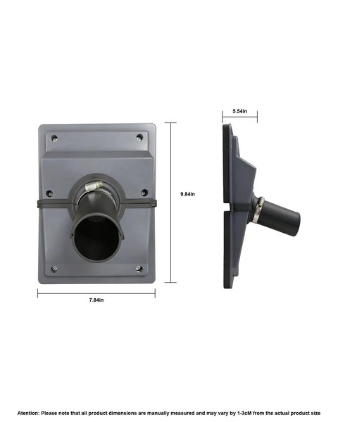 Hassle Free Hvac Wall Penetration Cover Kit With Soft Seal Gasket showcasing durable molded composite housing, dimensions 9.84x7.84 inches.