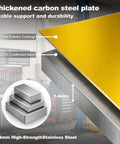 Diagram showing thickened carbon steel plate with yellow powder coating for Horizontal Gas Cylinder Storage Cabinet Heavy Duty