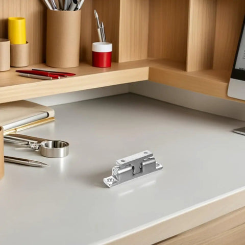 Upgrade Your Boat With These Sleek Stainless Steel Door Catches Perfect For Yacht Cabin Doors on a desk with office supplies.