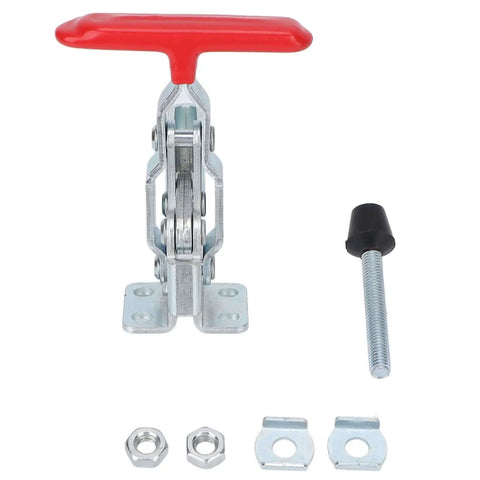 Beefy Heavy Duty Toggle Clamp With 227kg Clamping Power, Vertical Push Pull Design, Iron Body And Plastic Handle, front view