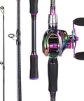Two Piece Baitcasting Fishing Combo With Casting Reel Six Foot Purple Carbon And Glass Fiber Rods Right Handed Durable Travel Ready