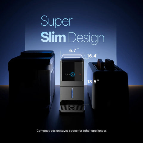 Ultimate Countertop Nugget Ice Maker Featuring Auto Drop Ice And No Sweat Self Cleaning Routine That Cranks Out 33 Pounds Of Soft Chewable Ice Daily For Totally Chill Weekend Gatherings And Quick Home Hydration with slim design and dimensions.