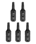 Rock Solid Five Piece T15 Torx Screwdriver Bits With Center Hole For Hammer Drill And Impact Drivers 1/4 Inch Hex Shank One Inch Long Premium Heat Treated S2 Steel Tough As Nails Power Tool Bits Black