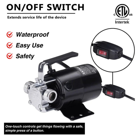Powerful 115V 330 GPH Electric Utility Pump Kit With On Off Switch and 6 Foot Hoses for Quick Draining from Water Beds Pools