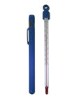 Pocket Lab Thermometer With Dual Reading Liquid In Glass For Field And Home Use, -40 To 50 C And -40 To 120 F, 6.25 Inches, Full Immersion, Red Alcohol Fill, Accurate To 1 C For Quick Readouts. blue case and glass thermometer