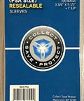 PSA Sized Graded Card Sleeves Resealable Bags 2 Mil 100 Pack packaging showing product details and branding.