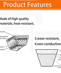 Illustration showing features of 5/8 Inch By 126 Inch Lawn Mower Deck Belt With Aramid Cord Reinforcement For 72 Inch Deck ZTrak Models TCU16495 777 And 797 Replacement Beefed Up Drive Belt, highlighting material layers and qualities.