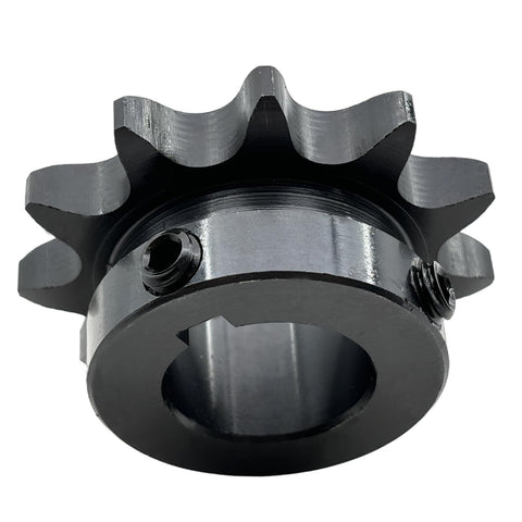 Beefed Up 50B11 Type B Roller Chain Sprocket, 1 Inch Bore, 11 Teeth, Five Eighths Inch Pitch, ANSI 50 Chain, Hardened 1045 Carbon Steel, HRC 38-42, Anti Rust Drive Sprocket With One Quarter By One Eighth Keyway And Two Set Screws At Ninety Degrees
