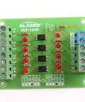 Front view of 4 Bit Optocoupler Isolator Voltage Converter Board For PLC Signals 24V To 3.3V With 80kHz frequency, green PCB