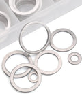 Oil Drain Plug Crush Washer Set Kit With 568 Pieces In 18 Aluminum Gasket Sizes M6-M24 displayed in a storage case