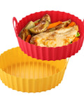 Two Pack Air Fryer Silicone Liners 8.5 Inch Fits 5 To 8 Qt Reusable Basket Liner For Easy Clean No Fuss Cleanup Cooking Nonstick Oven Accessory In Red And Yellow