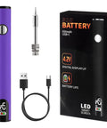 Compact 510 Thread Soldering Pen Kit With USB Rechargeable Battery, Adjustable Voltage 2.7V 3.4V 4.2V, purple pen