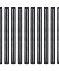10 Pack Black Malleable Iron Pipe Nipples 3/4 Inch by 12 Inch Threaded Both Ends for DIY Steampunk Industrial Projects and Vintage Style Home Improvement Art Studio Build Kit arranged side by side