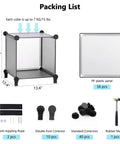 Packing list for 16 Cube Storage Organizer Cubby Shelving with cube capacity, PP panels, connectors, and rubber mallet included.