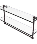 Two Tier Glass Towel Bar Shelf 22 Inch Satin Nickel Finish, Solid Brass Build With Concealed Mounting, Tempered Glass Shelves
