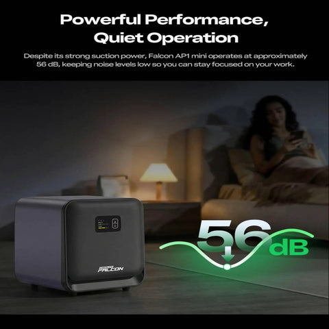 Slick Desktop Laser Fume Extractor Delivering Hella Power 174 Cubic Meter Hour Airflow And Top Shelf Hepa Plus Carbon Filters For Clean Workshop Action And Smart WiFi Control On A1 T1 Engravers in a compact design.