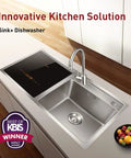 All In One Stainless Steel In Sink Dishwasher And Kitchen Sink Combo that features a modern faucet and compact design.